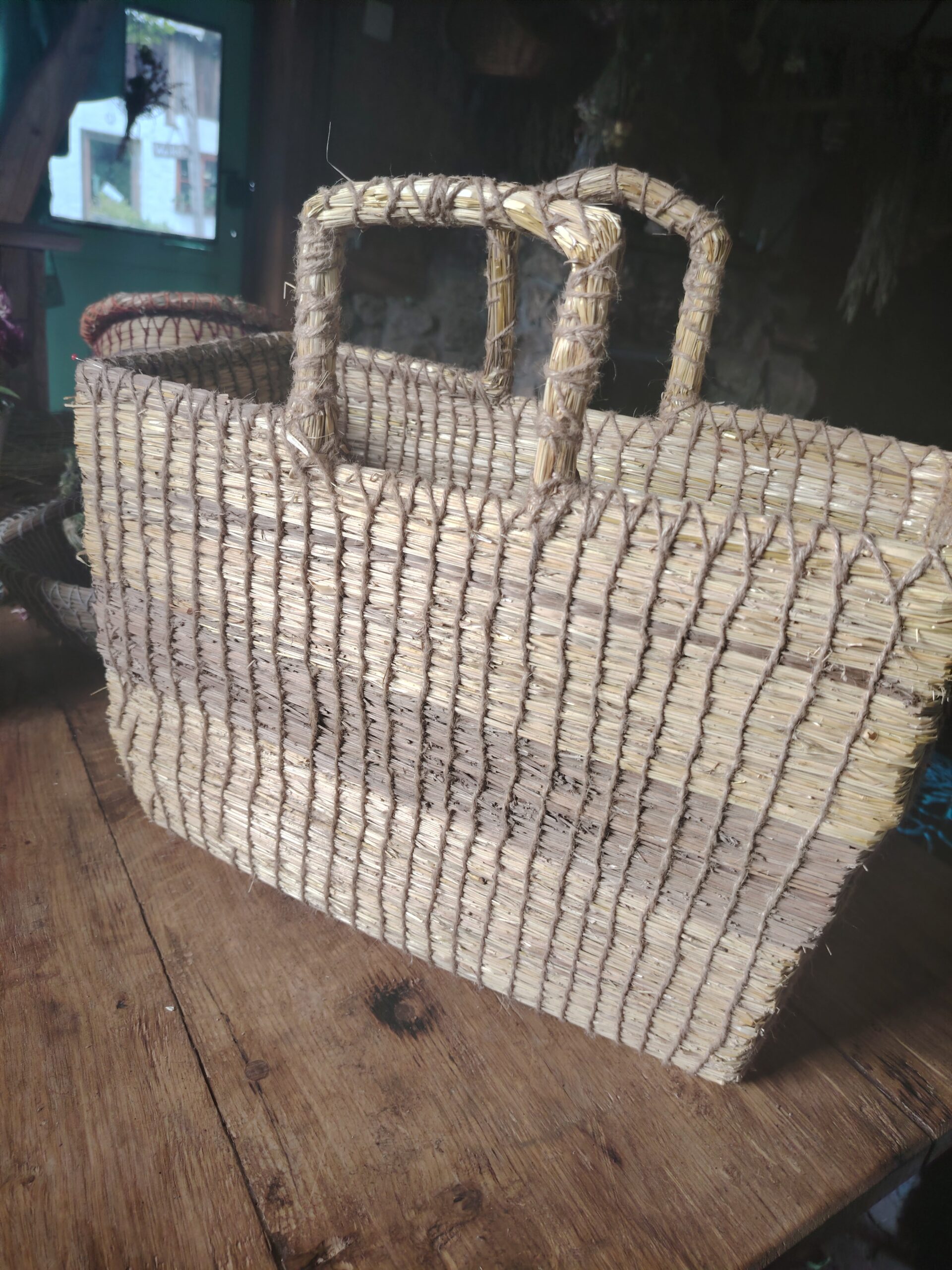 handgebundene Shopper-Tasche aus Wildgräsen